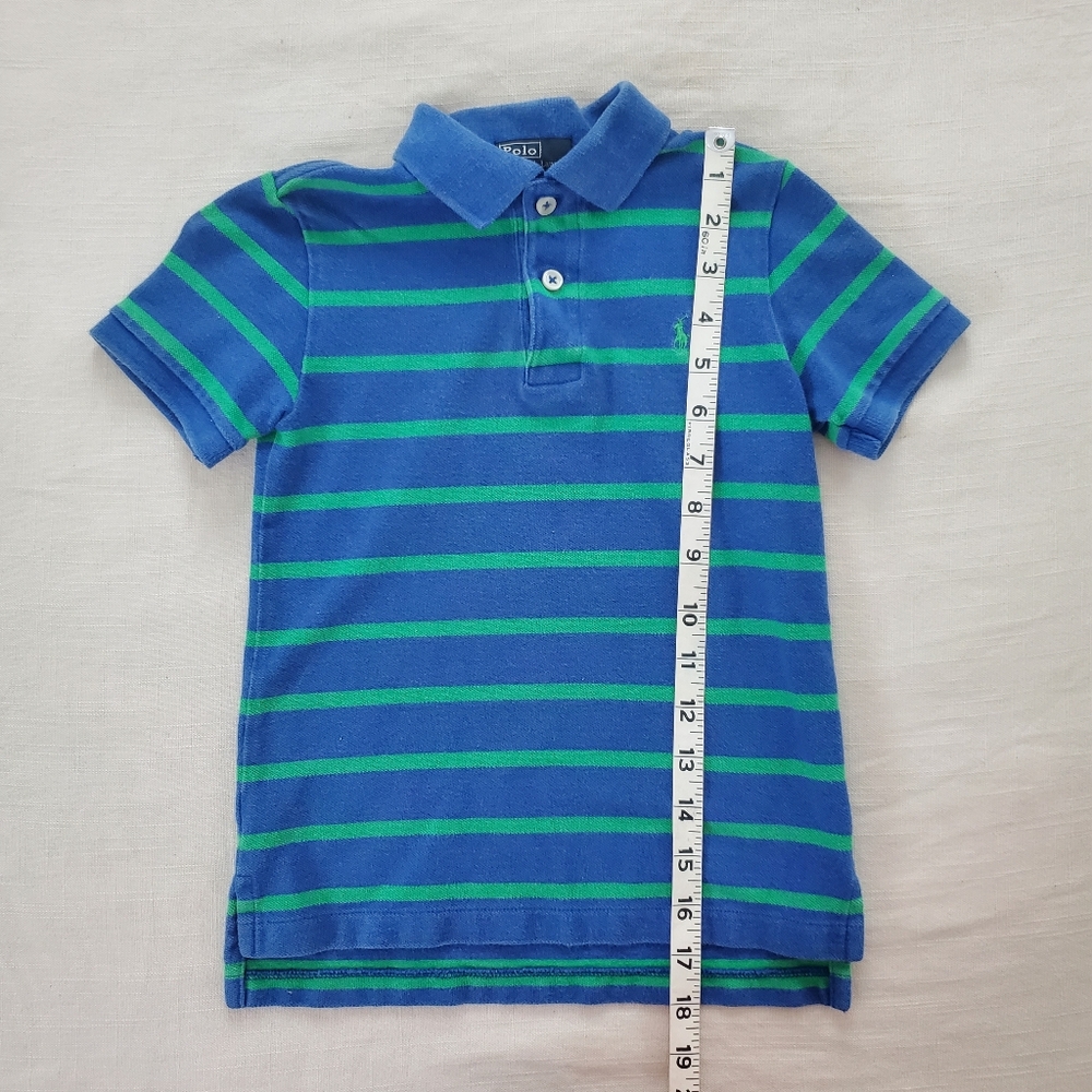 Polo by Ralph Lauren Kids Blue and Green Striped Shirt Kids 6 Retro Boys - Picture 4 of 7